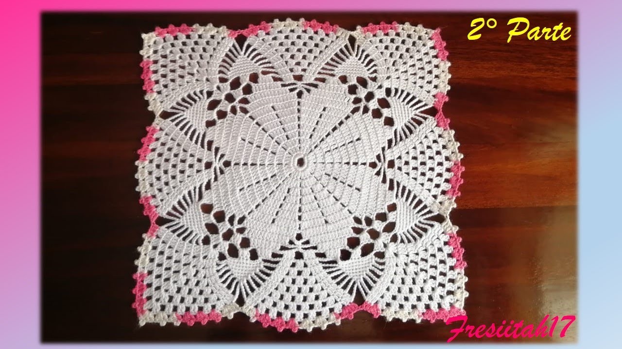 Tapete cuadrado tejido a crochet 2° parte (35 cm por lado - 20 hileras)