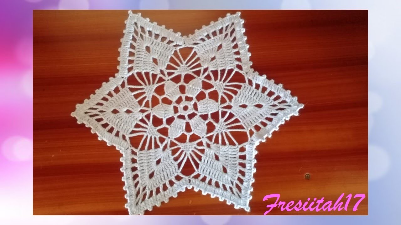 Tapete en forma de estrella tejido con crochet super fácil (10 hileras)