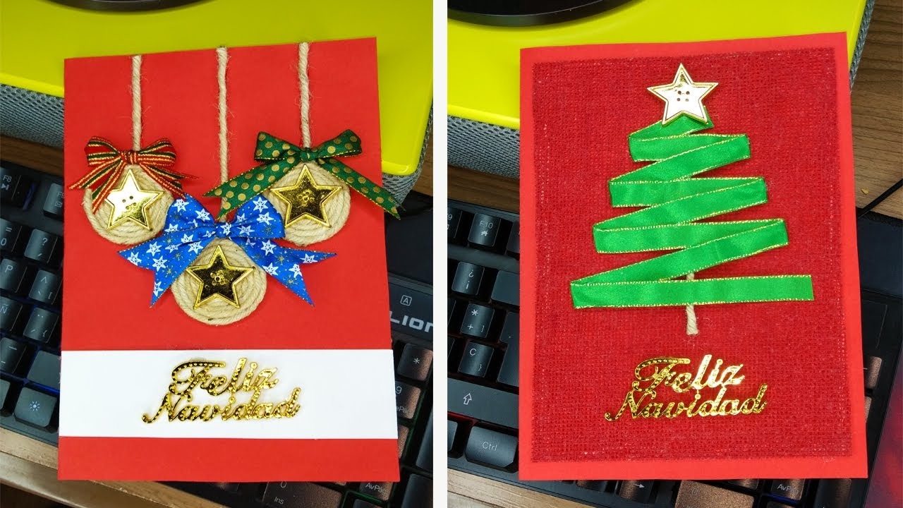 Tarjetas Navideñas originales hechas a mano 2020 | Como hacer una tarjeta navideña