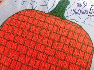 Bordado Fantasía Calabaza 1. Hand Embroidery Pumpkin ???? with Fantasy Stitch
