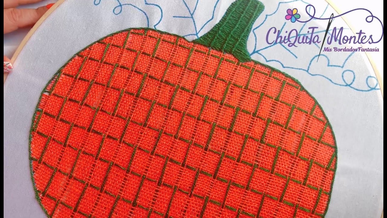 Bordado Fantasía Calabaza 1. Hand Embroidery Pumpkin ???? with Fantasy Stitch
