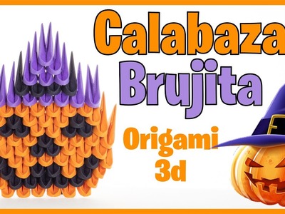 CALABAZA de ORIGAMI 3d ???? con Sombrero, en Español (FÁCIL) Tutorial Paso a Paso, Origami Pumpkin