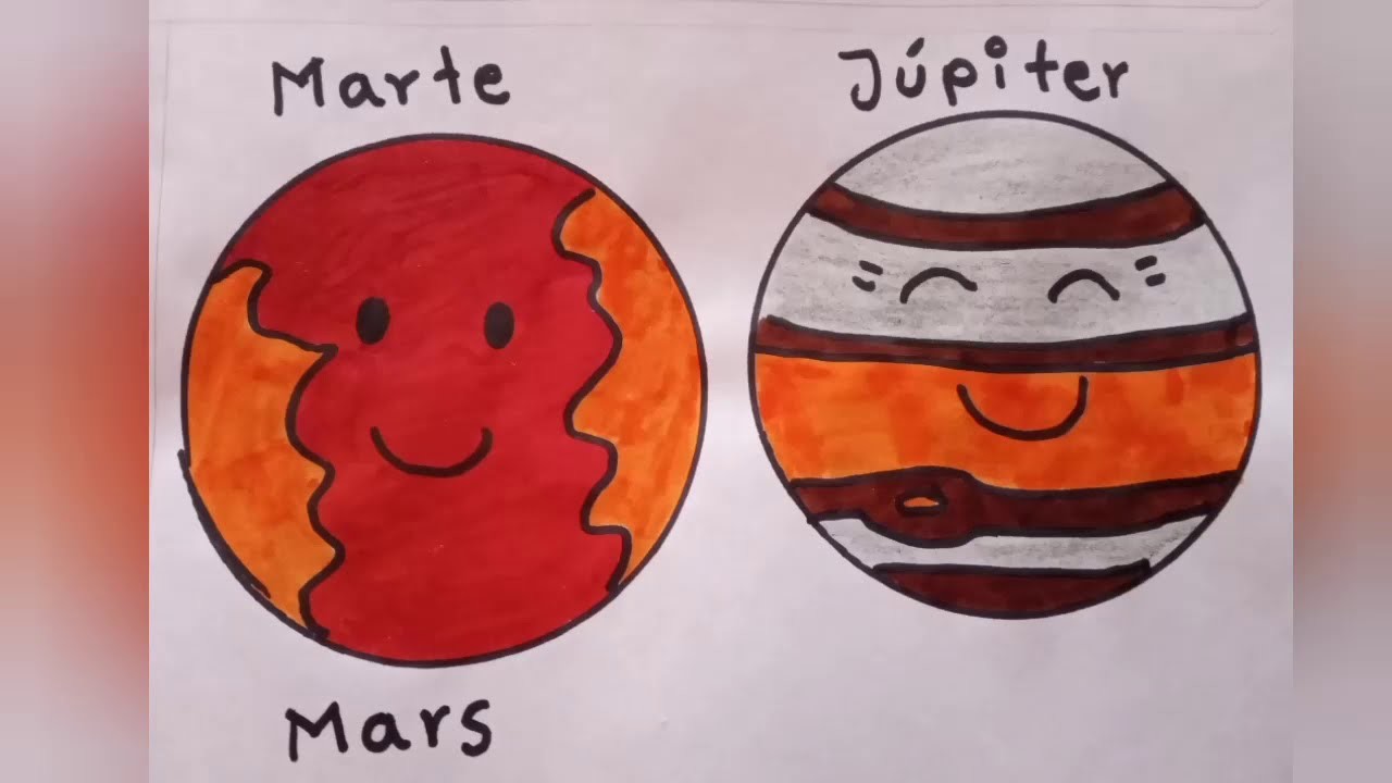 Cómo dibujar planetas Marte-Júpiter. sistema solar ????. Mimis-Arte para niños