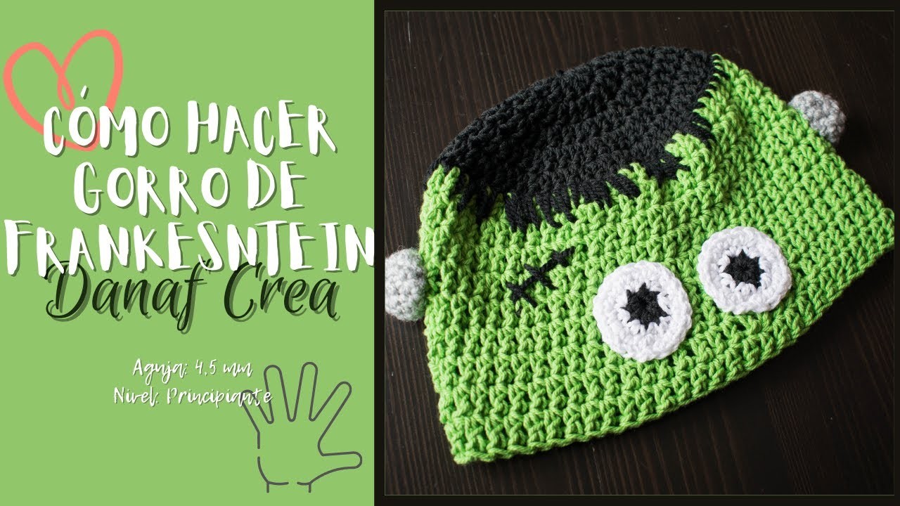 Cómo Hacer Gorro de Frankenstein a Crochet Versión Diestr@s | DanafCrea