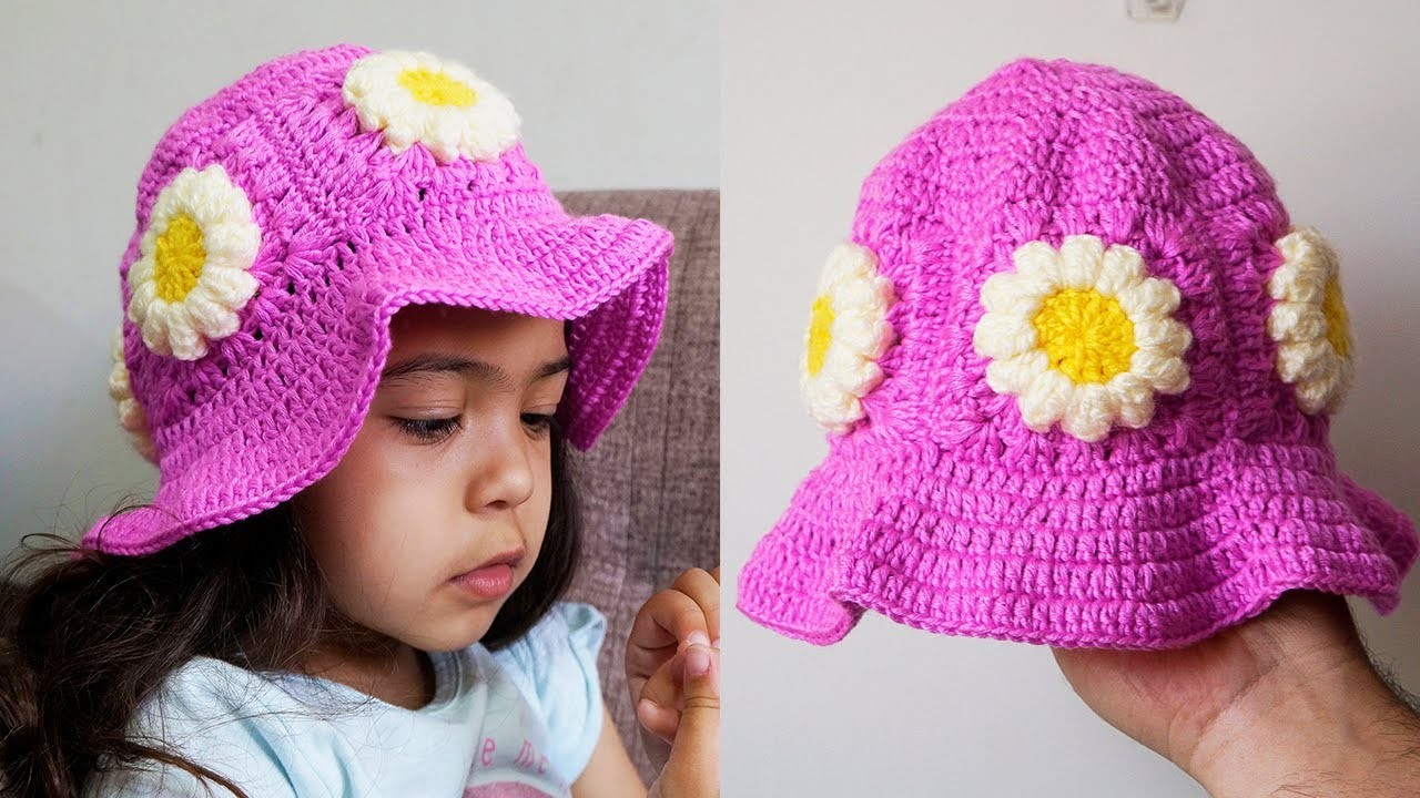 ????Como tejer Sombrero para NIÑAS Y DAMAS (con grannys) Crochet - Ganchillo