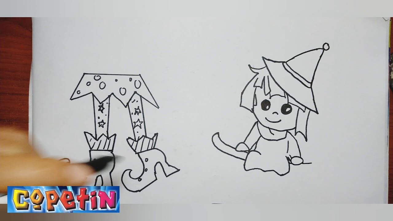 Dibujos fáciles| Decoración de Hallowen. Como dibujar una Bruja| How to Draw a Witch.Cumpleaños.????