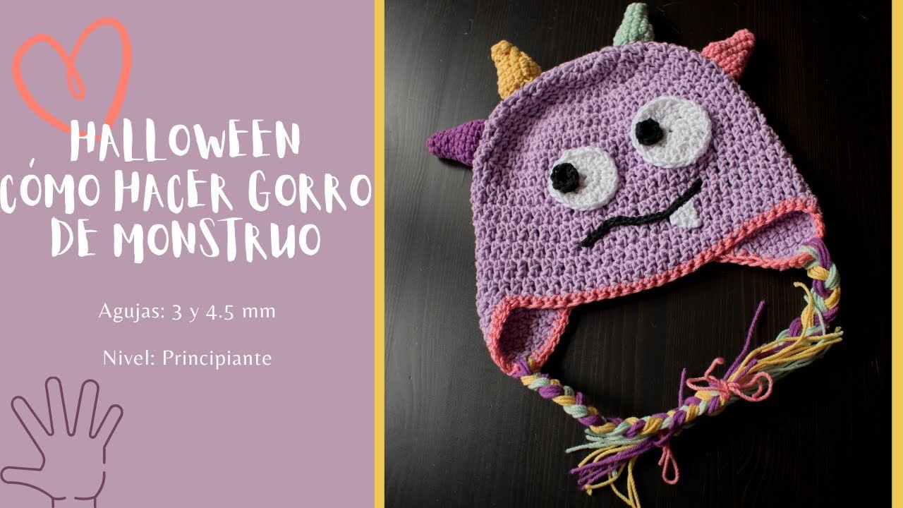 Halloween - Gorro de Monstruo a Crochet Versión Zurd@s | DanafCrea