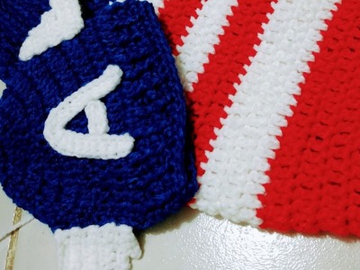 Hermoso Gorro capitán América tejido a crochet conjunto con costal