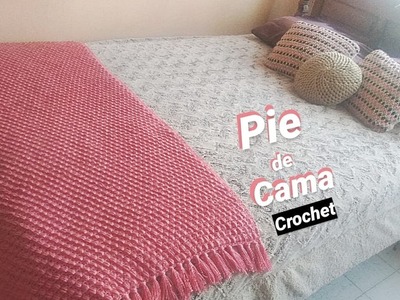 Tutorial pie de cama.manta tejido con puntos puff y punto de arroz a crochet | Tejiendo con Margaret