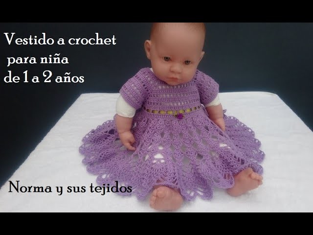 Vestido a crochet para niña de 1 a 2 años