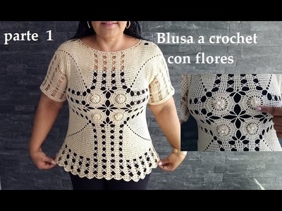 Blusa a cochet o ganchillo con flores muy fácil #blusasnorma #crochet #tejidos