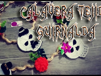 Calavera tejida | Guirnalda con calaveras tejidas y flor de cempasúchil ganchillo (crochet)