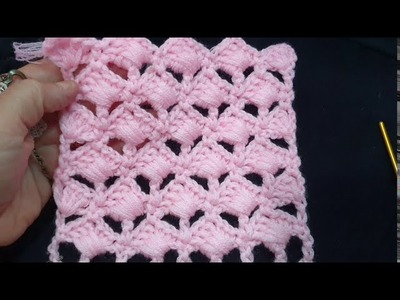 Como tejer el punto abanico entrecruzado a crochet (ganchillo)para chalecos,mantas de BB Nancy Magno