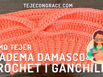 Como tejer una Diadema Damasco a Crochet o Ganchillo | Teje con Grace