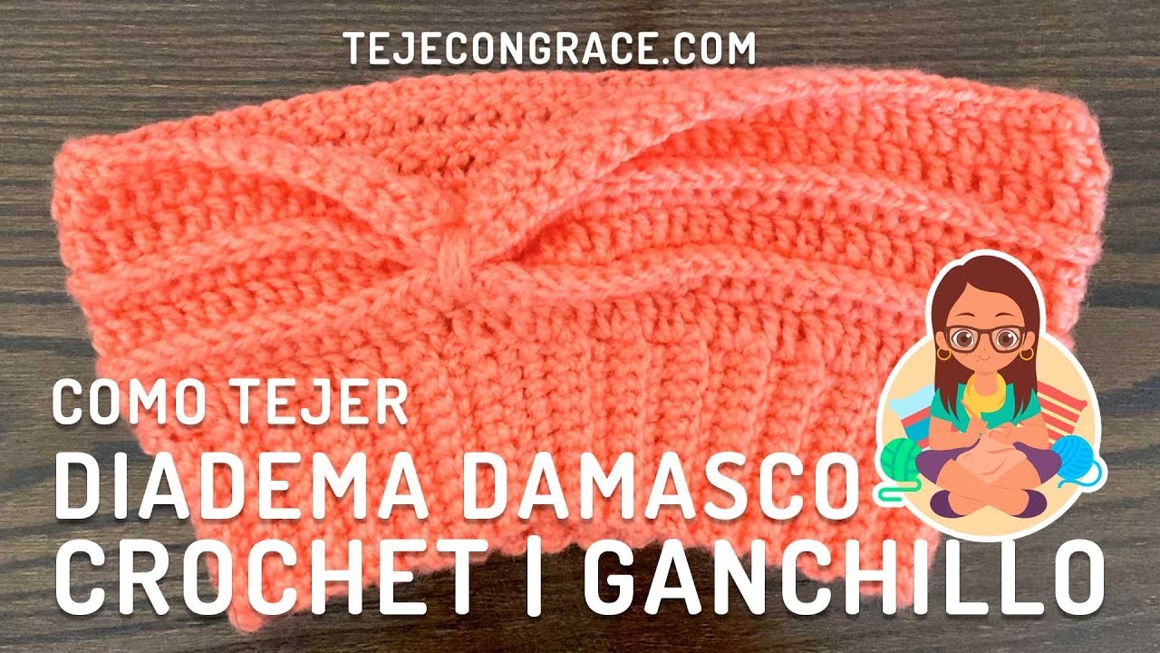 Como tejer una Diadema Damasco a Crochet o Ganchillo | Teje con Grace