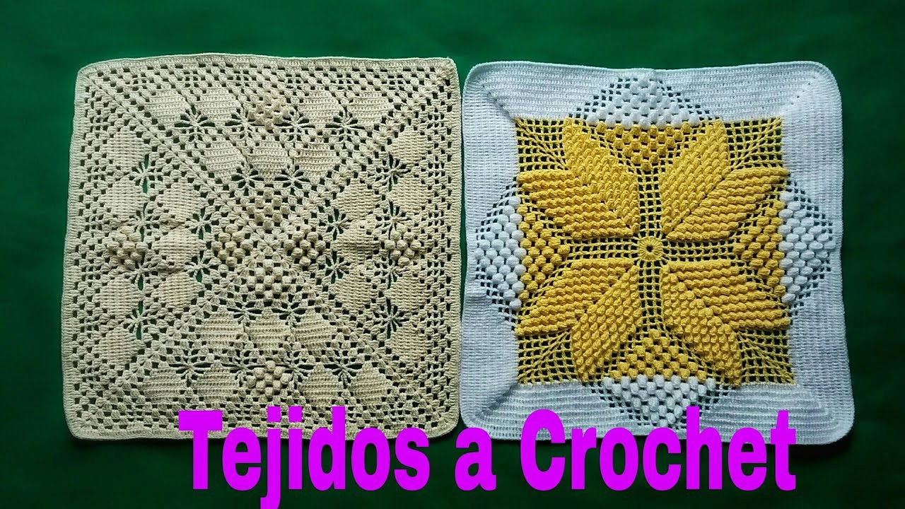 CUADRADO PARA COLCHAS  Y COJINES Tejidos a Crochet (Muestras)