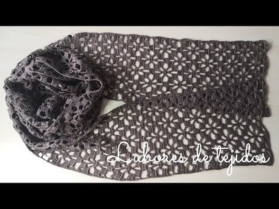 Fular a ganchillo tejido en hilo ( con lana, una bufanda )