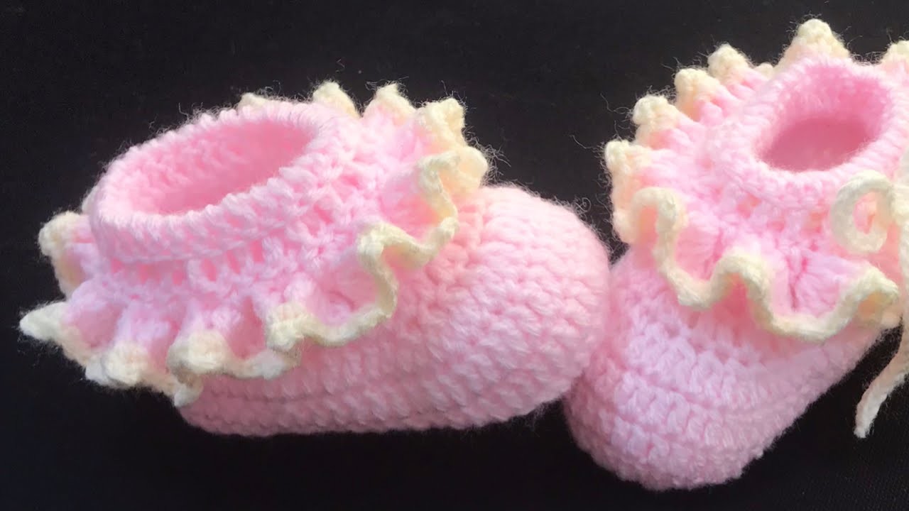 Zapatitos o escarpines para niñas a crochet o ganchillo 3-6M + Botitas para bebé -Crochet for Baby