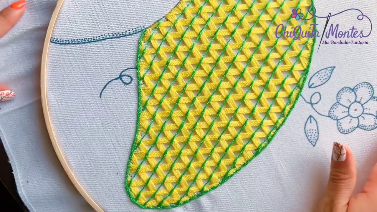Bordado Fantasía Mango 7. Hand Embroidery Mango ???? with Fantasy Stitch