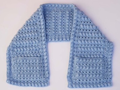 Como hacer una Bufanda a crochet o ganchillo con bolsillo
