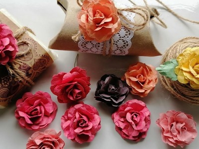 Flores de papel construcción, para tarjetería, empaques, manualidades. Construction paper flowers
