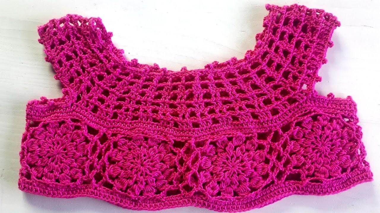 HTM canesu o blusita tejido a crochet para vestido de niña talla 12 A 18 meses