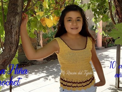 Blusa Niña Crochet (Ganchillo) Amarillo 10 a 12 años Muy Facil Tutorial Paso a Paso (Parte 1 de 2)