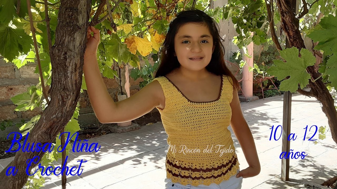 Blusa Niña Crochet (Ganchillo) Amarillo 10 a 12 años Muy Facil Tutorial Paso a Paso (Parte 1 de 2)