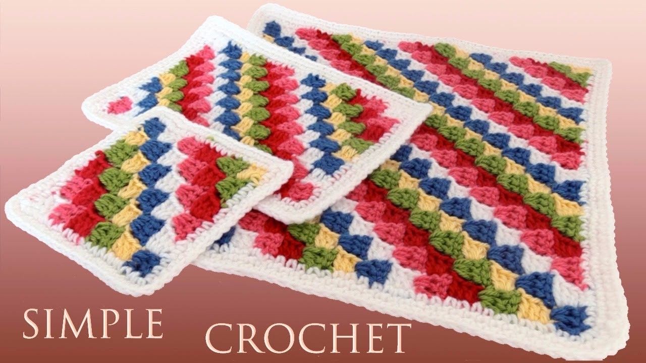 Cuadro a crochet  para mantas tapetes almohadones tejido con lanas de colores