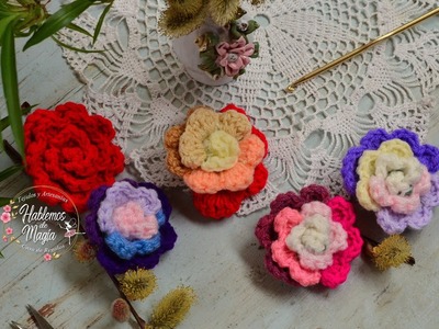 Mini rosa multicolor a crochet! (Paso a paso)