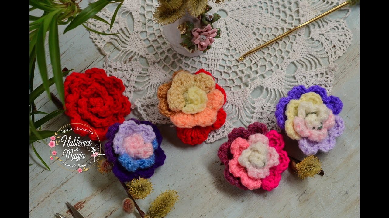 Mini rosa multicolor a crochet! (Paso a paso)