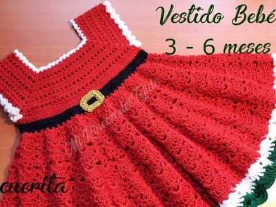 Vestido Bebe Navidad Crochet Facil 3-6 meses Tutorial Paso a paso. Parte 1 de 3 - Crochet baby dress