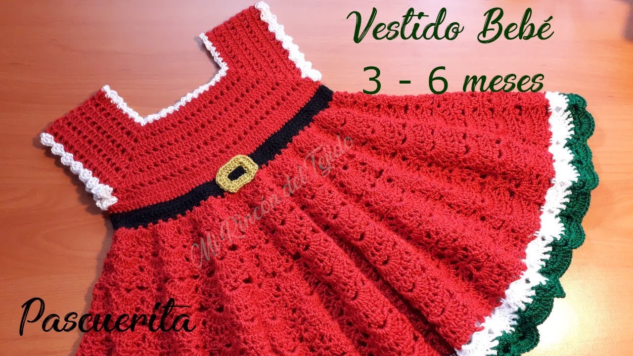 Vestido Bebe Navidad Crochet Facil 3-6 meses Tutorial Paso a paso. Parte 1 de 3 - Crochet baby dress