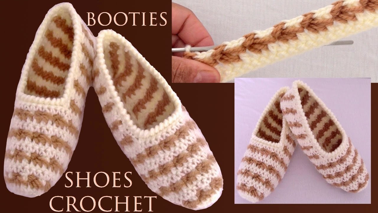 Zapatos pantuflas de lana a crochet tamaño adulto