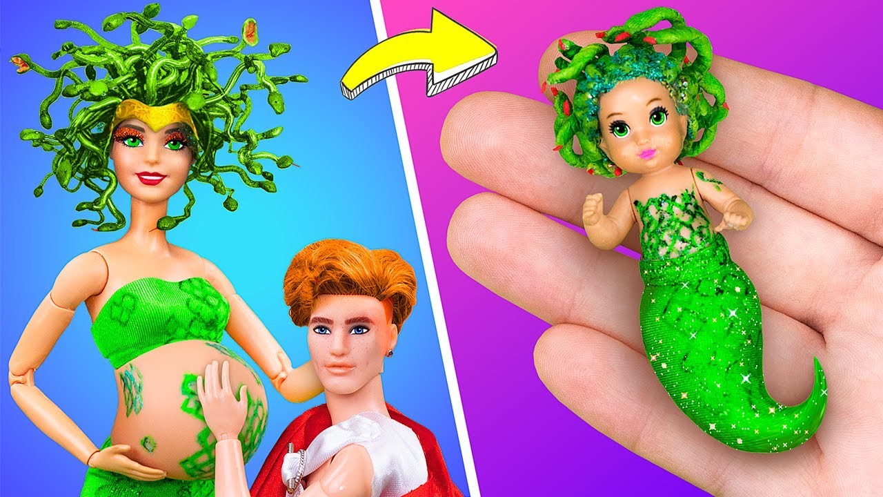 12 Trucos y Manualidades para Barbie. Medusa y su Bebé