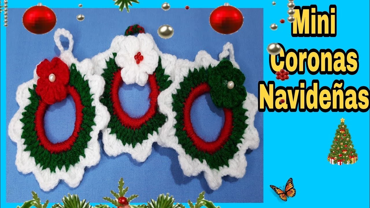 Como  hacer Mini Coronas navideñas a crochet o ganchillo paso a paso muy fáciles ????