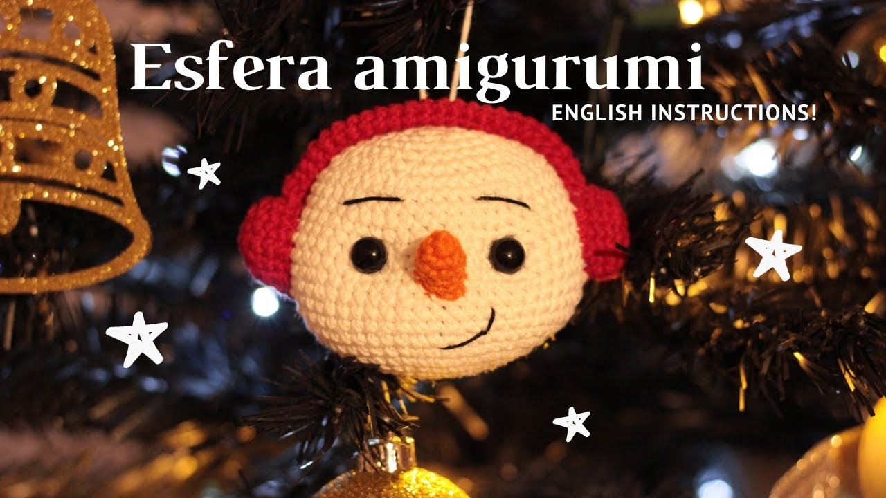 Como tejer una esfera navideña a crochet (muñeco de nieve) English instructions!