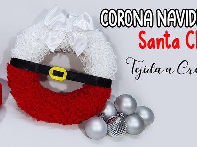 CORONA NAVIDEÑA a crochet de SANTA CLAUS - Decoración navideña