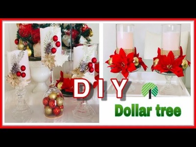 DIY Manualidades Dollar tree candelabro navideños 2020 ideas fáciles de recrear.Christmas candle DIY