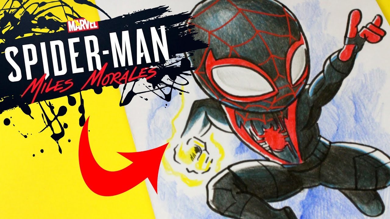 COMO DIBUJAR A SPIDERMAN MILES MORALES KAWAII - Dibuja a Spiderman de PS5 facil con 365BOCETOS