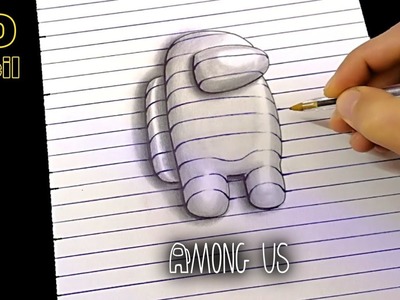COMO DIBUJAR AMONG US EN 3D CON LÍNEAS | MUY FÁCIL | how to draw among us in 3d whit lines | easy