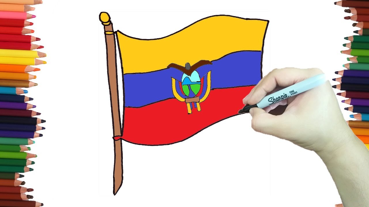 ???? ???? ???? Como dibujar la BANDERA DE ECUADOR paso a paso y  MUY FACIL - Dibujos para Colorear