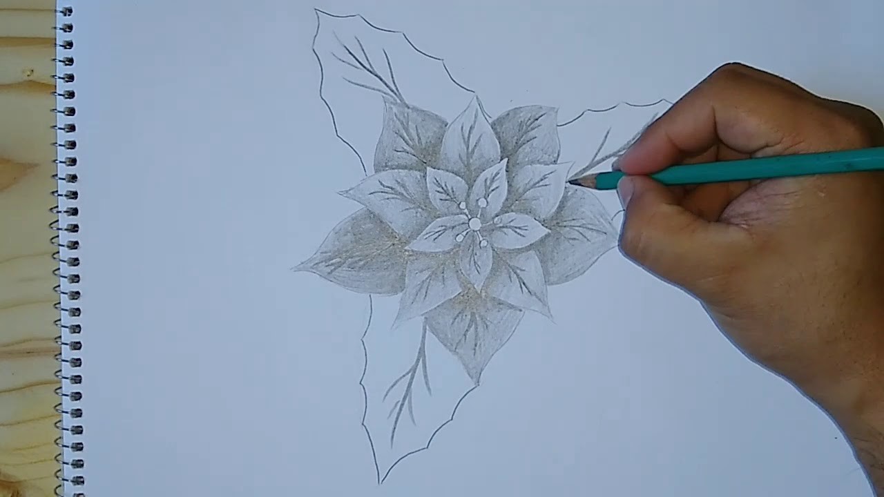 Cómo dibujar NOCHE BUENA.  Fácil y con lápiz