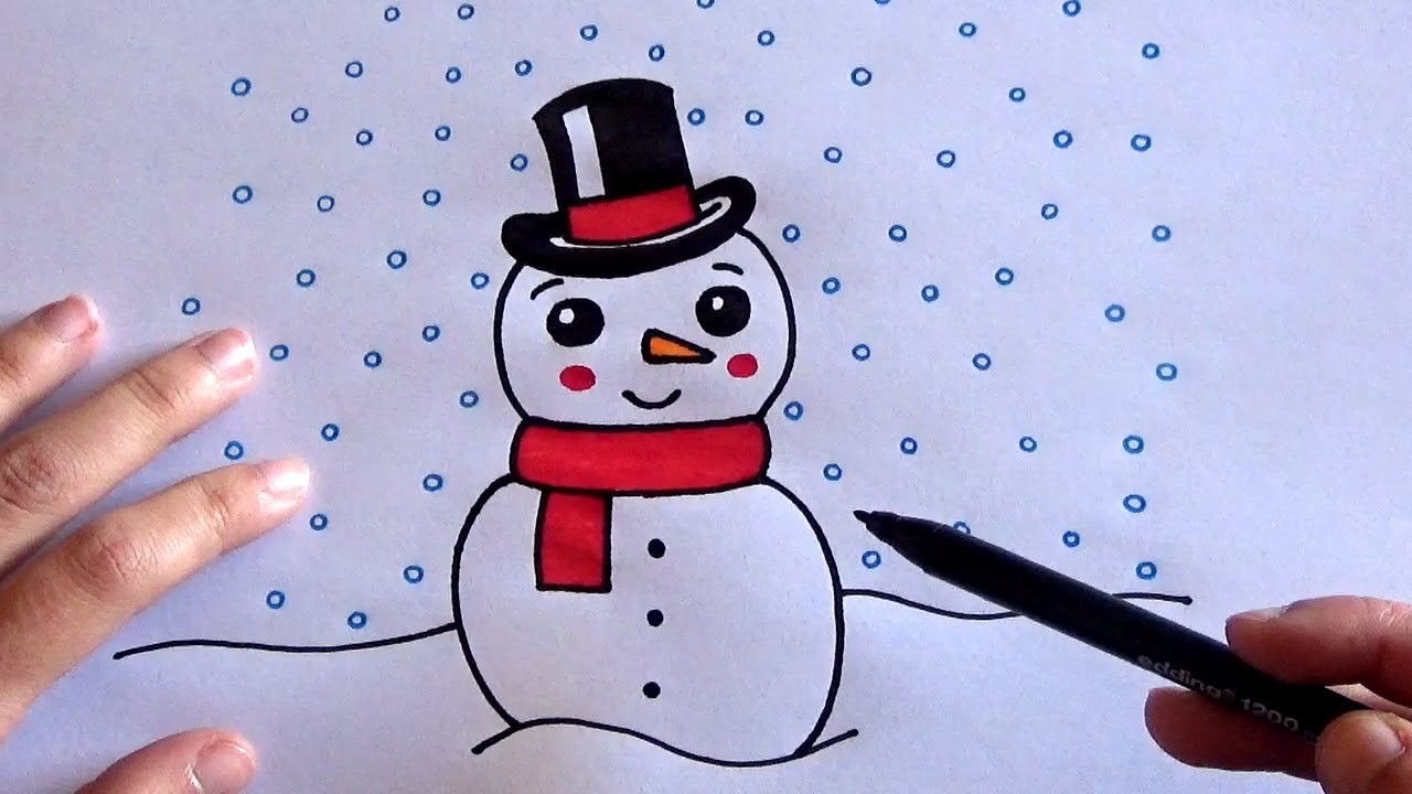 COMO DIBUJAR UN MUÑECO DE NIEVE RÁPIDO, FACIL Y PASO A PASO -How to draw a SNOW MAN EASY