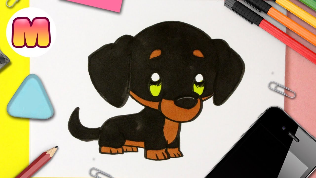 COMO DIBUJAR UN PERRO SALCHICHA KAWAII ❤️ Dibujos kawaii faciles ❤️ Aprender a dibujar un perro