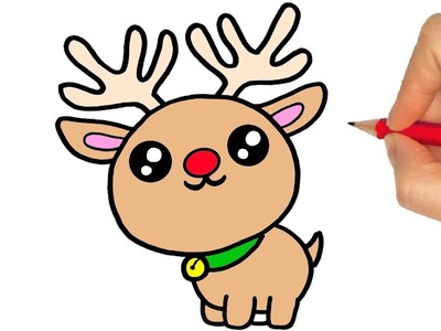 Cómo dibujar un reno de navidad kawaii