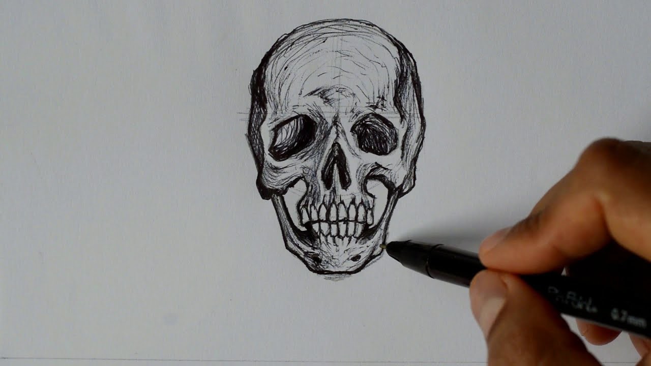 Como dibujar una calavera o cráneo muy fácil