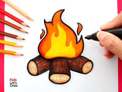 Cómo dibujar una FOGATA Fácil | How to draw a Campfire easy