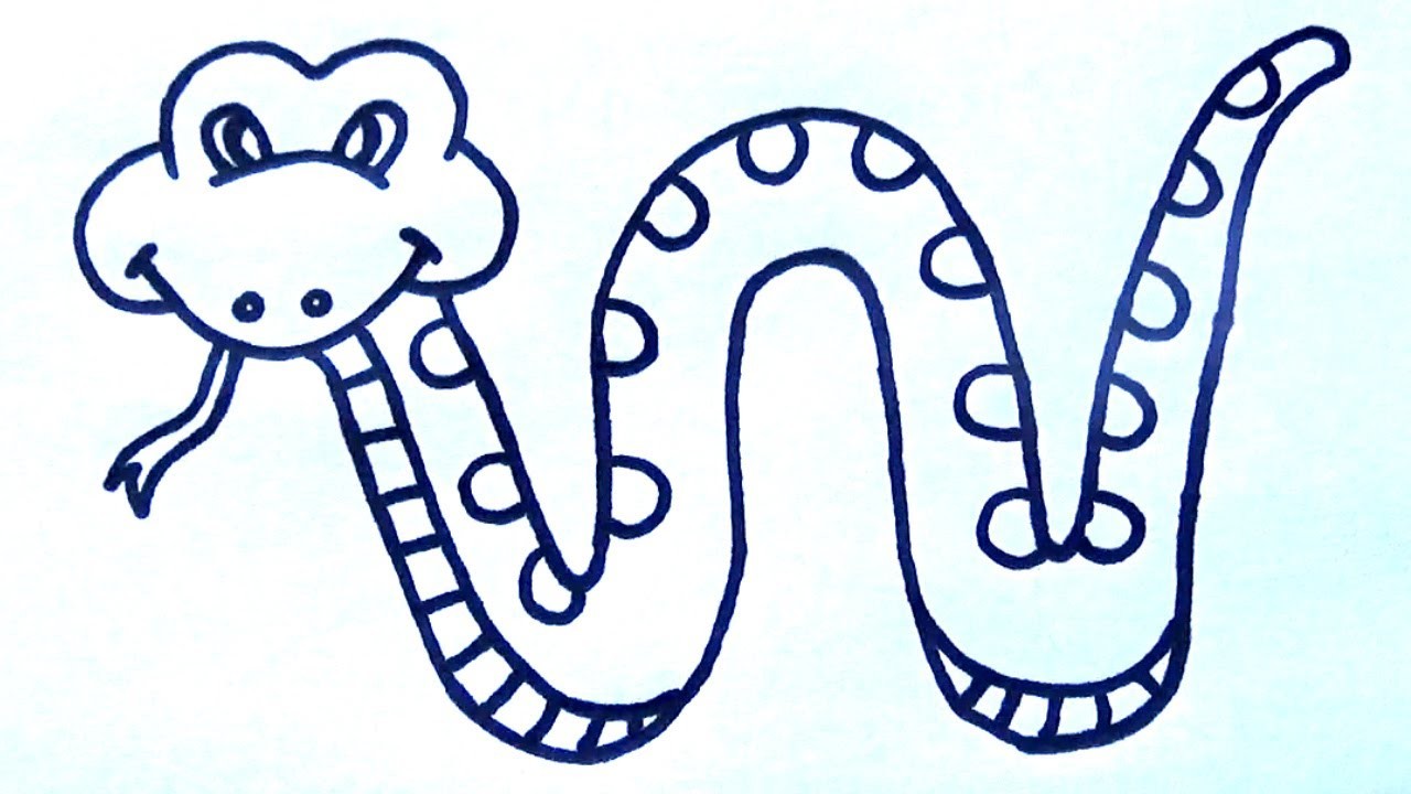 Cómo dibujar una Serpiente paso a paso para niños | Dibujo de serpiente fácil