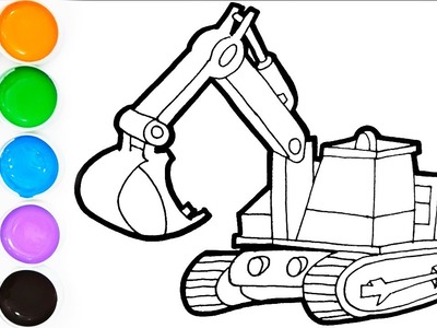Como Dibujar y Colorear una EXCAVADORA - Dibujos Fáciles Para Niños -Learn Colors | FunKeep Art